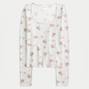 Hollister New Cozy Cupid Bear Pattern Pajama Top